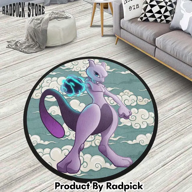 Mewtwo round rug custom pokemon anime circle carpet  rp5957127